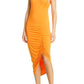 Veronica Beard Haylee Side Ruched Knit Tank Dress in Orange  Size Large