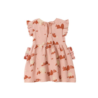 Omamimini - Fit & Flare Dress with Box Pleats Sleeves