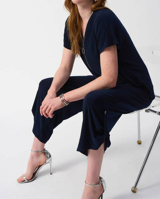 Joseph Ribkoff - V-neck Zip Front Cropped Jumpsuit