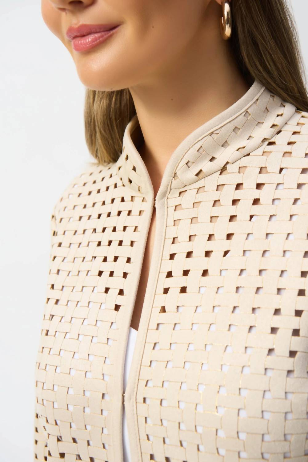 Joseph Ribkoff - Laser Cutout Suede Cover-up Jacket