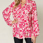 Double Take - Full Size Printed Ruffle Trim Balloon Sleeve Shirt