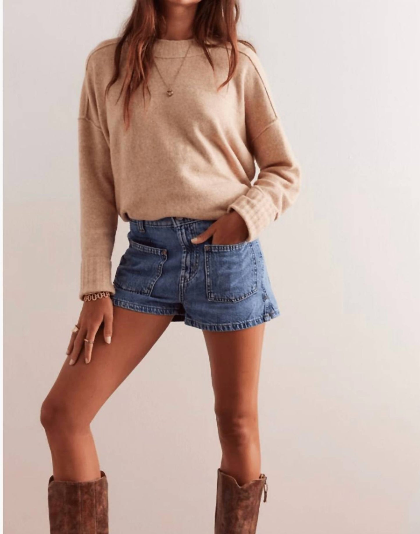 Free People - Bettie Sailor Patch Pocket Denim Shorts