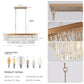 Rectangular Crystal Chandelier Adjustable Gold Iron Ceiling Light