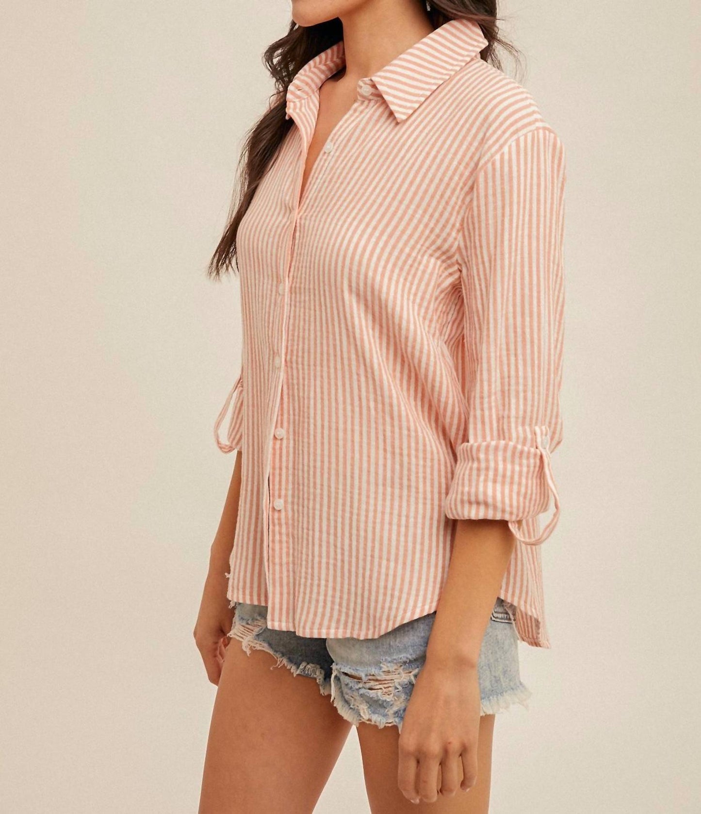 Hem & Thread - Callie Oversized Stripe Button Down Shirt
