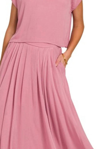 Zenana - Woven Crinkle Gauze Crop Tee And Skirt Set