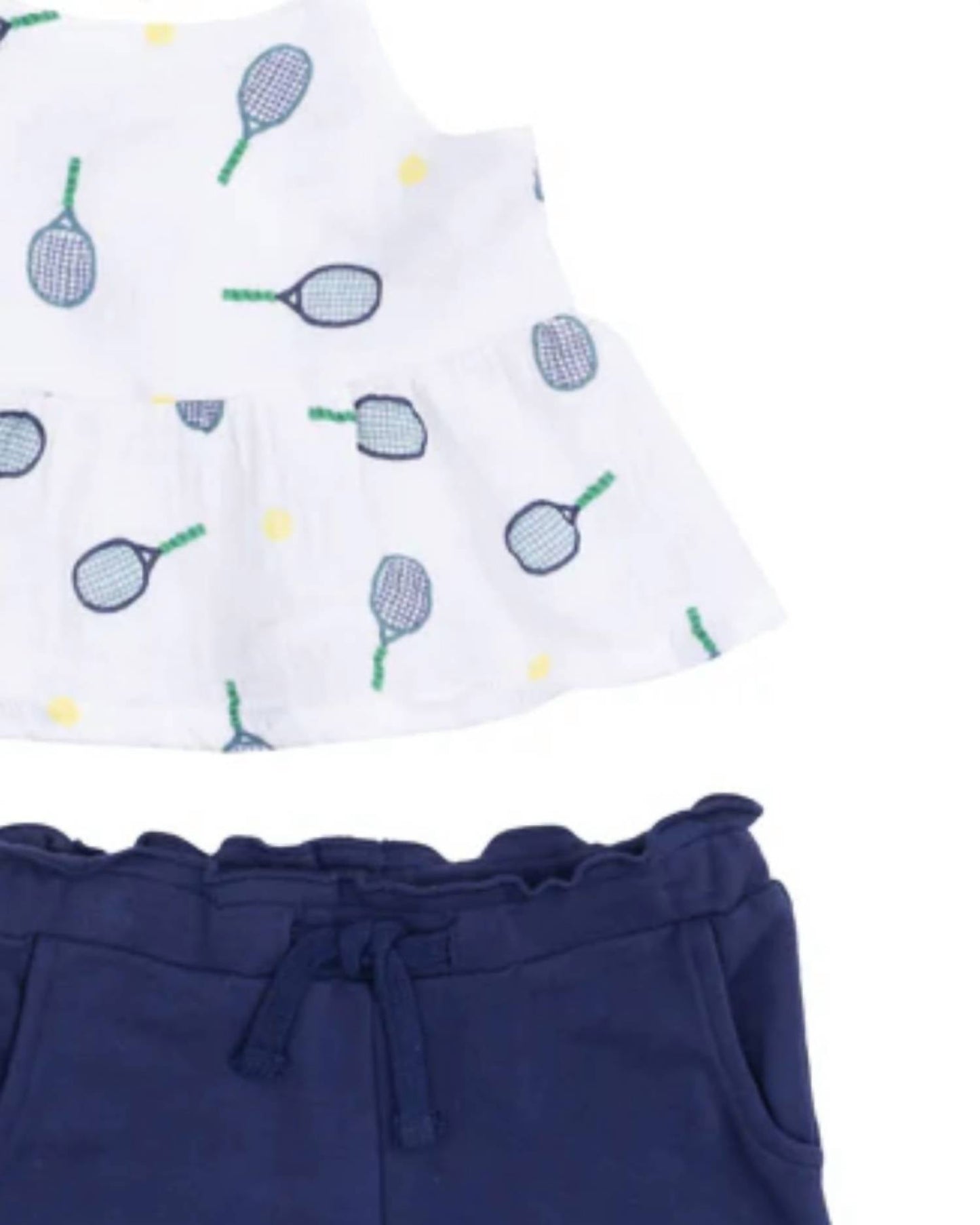 Angel Dear - Girl's Tennis Peplum Muslin Tank With French Terry Shorts