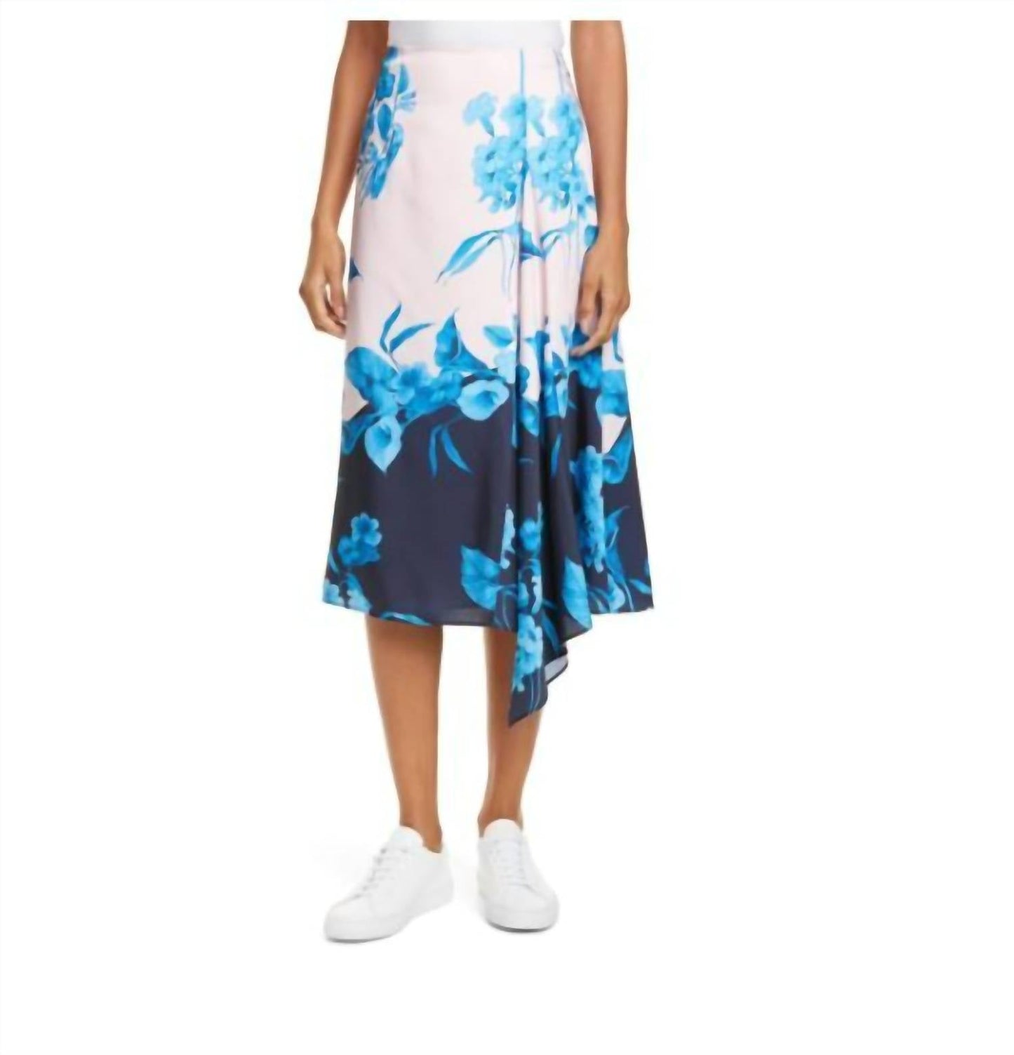 Ted Baker - Floral Asymmetrical Satin Midi Skirt