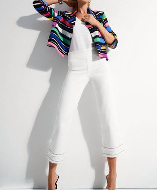 Joseph Ribkoff - Fringe Beaded Pull On Cropped Jean