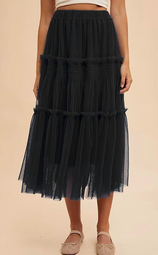 Anniewear - TULLE TIERED MIDI SKIRT