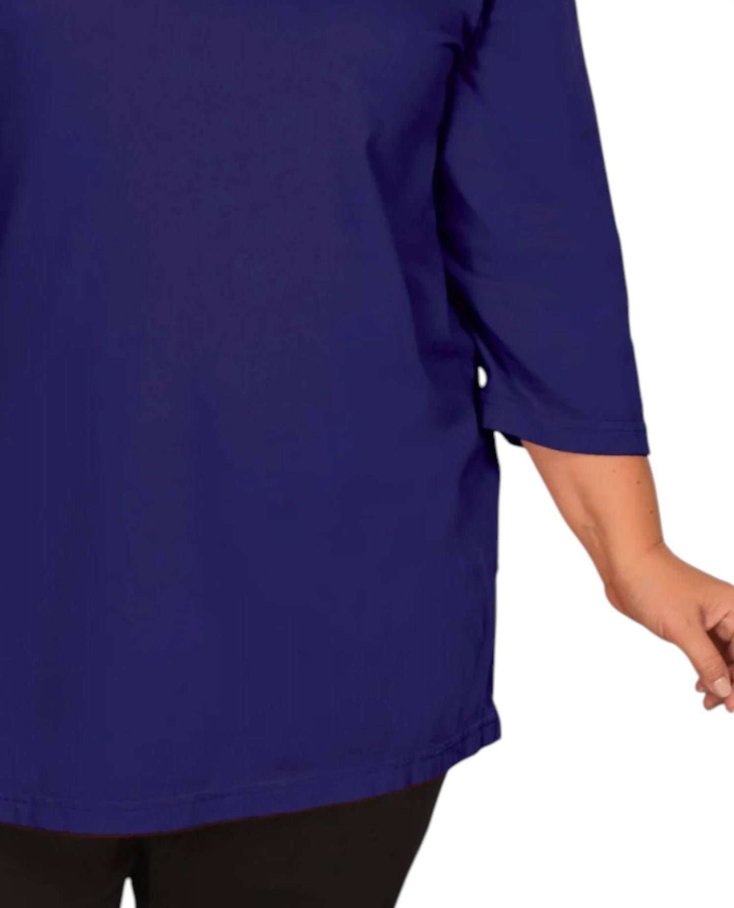 On The Plus Side - Plus Size Jersey 3/4 Sleeve V-neck Tee