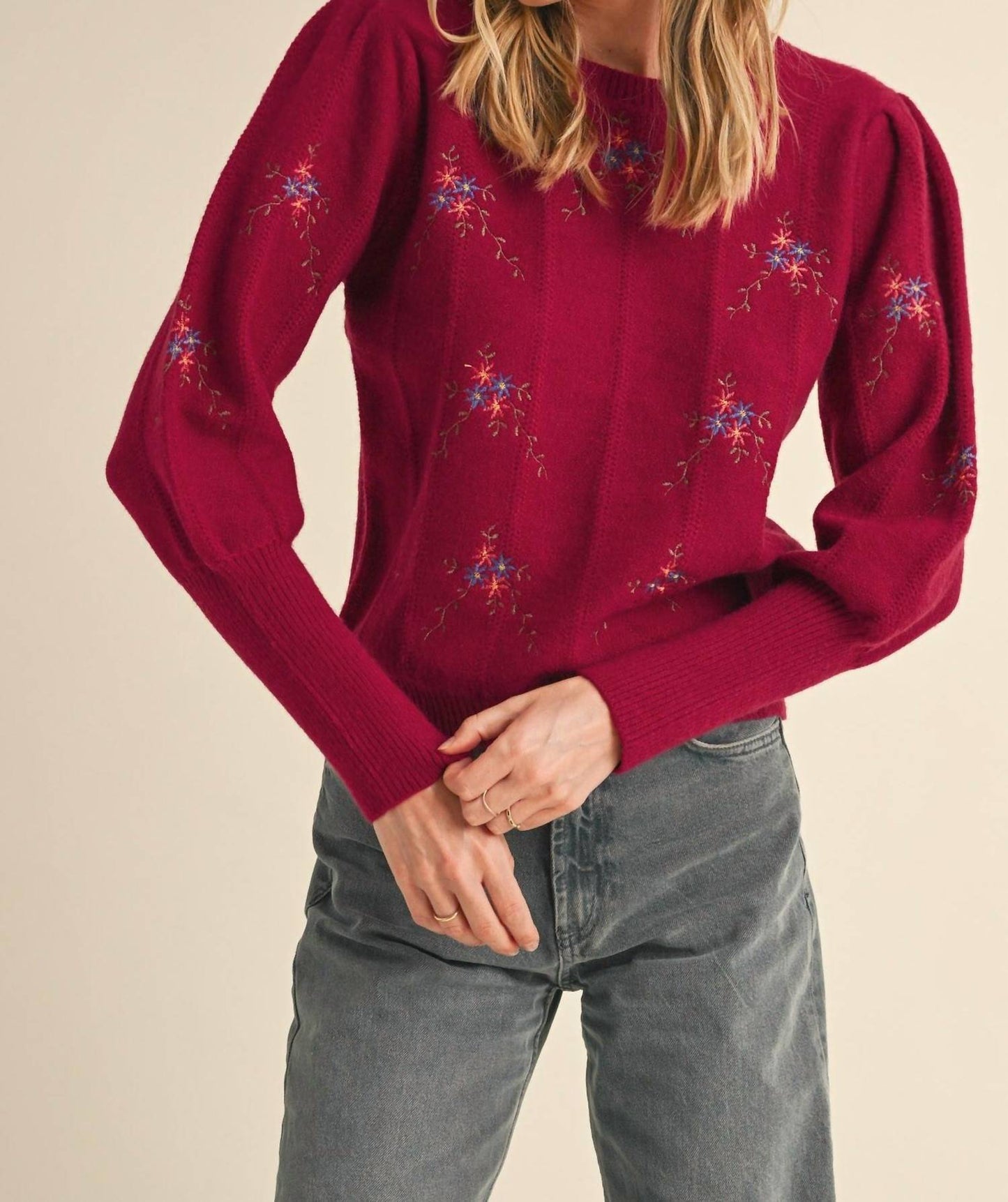 &Merci - Floral Embroidery Sweater
