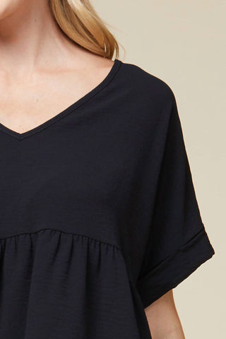 Entro - Textured Babydoll Top - Plus Size