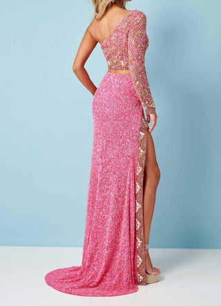 Rachel Allan - Appealing Textured Sequins 2-piece Set Gown
