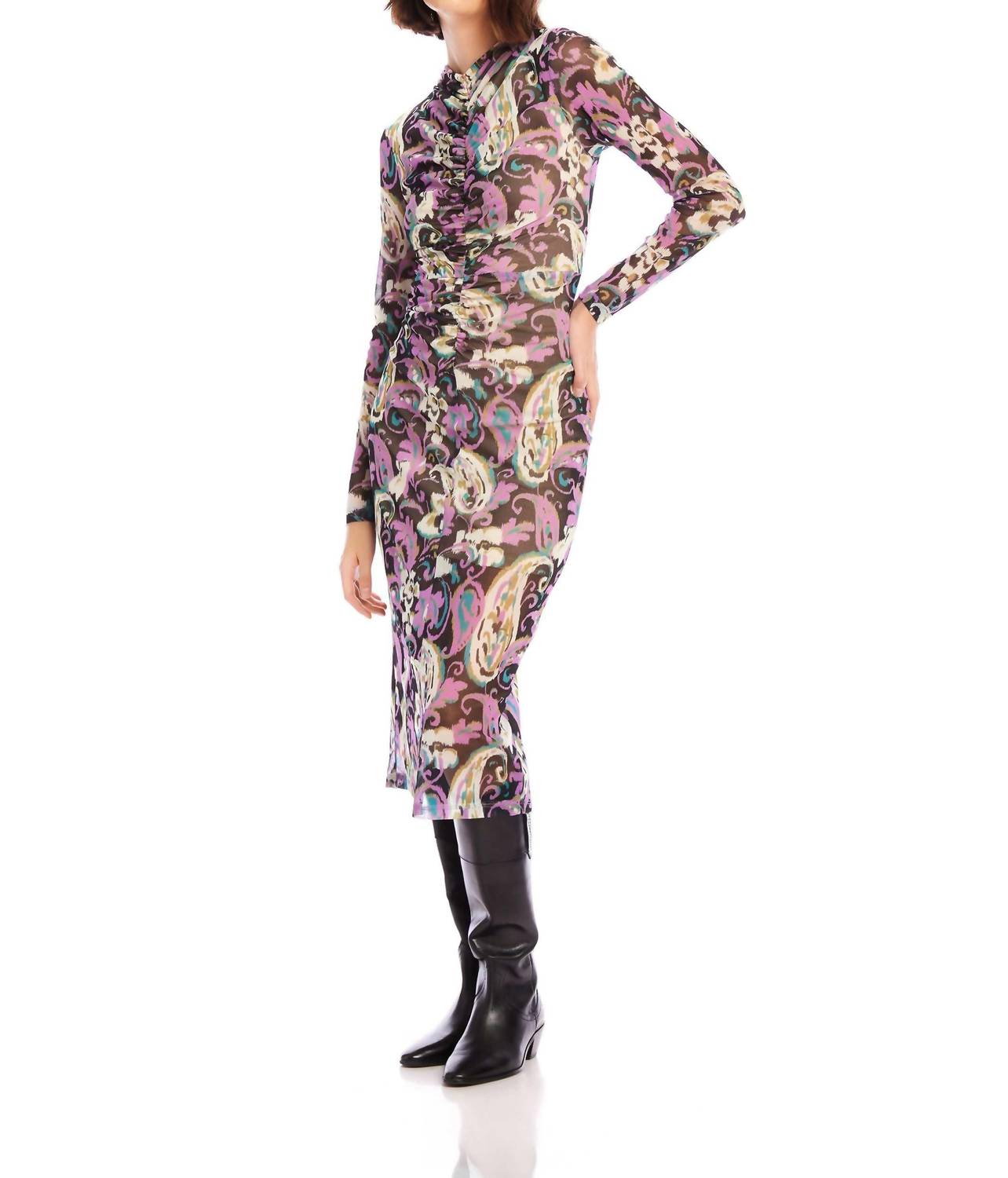 Fifteen Twenty - Ruched Selena Paisley Midi Dress