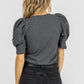 2.7 August Apparel - U-NECK PLEATED PUFF TOP