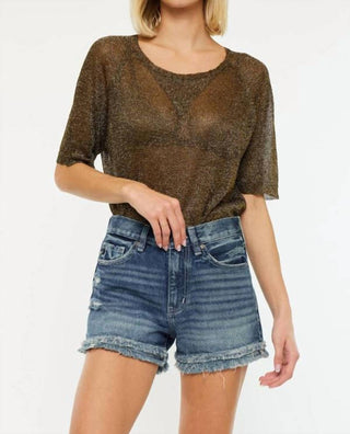Kancan - Frayed Hem Denim Shorts