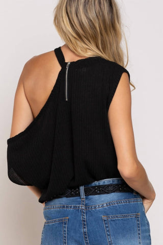 Pol - One Shoulder Ribbed Top