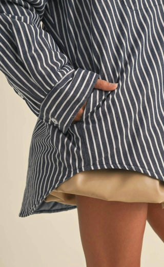 Klesis - Striped Padded Oversized Shacket