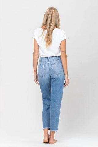 Vervet By Flying Monkey - Distressed Raw Hem Mom Jeans