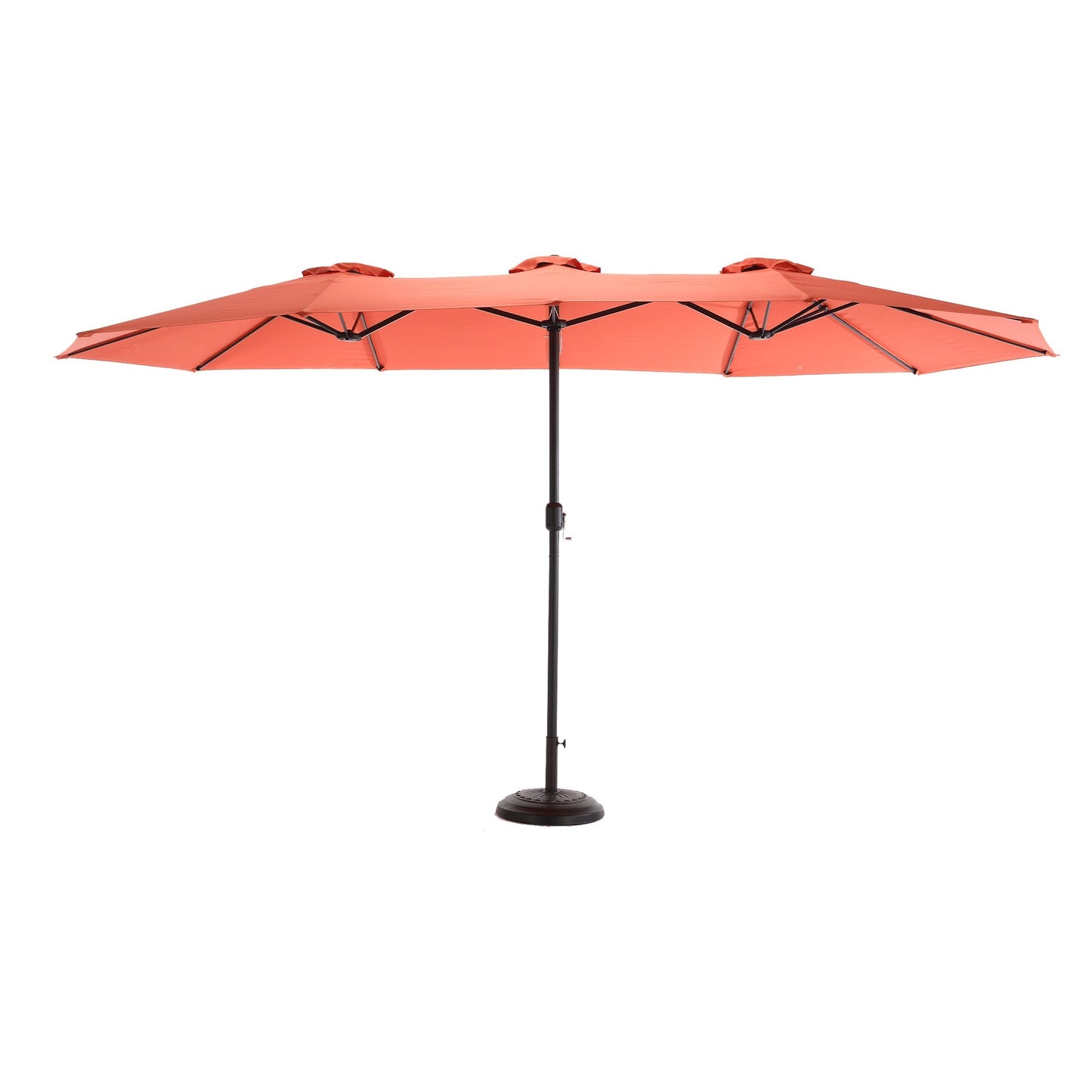 14.8 Ft Double Sided Outdoor Umbrella Rectangular Large with Crank (Orange)
