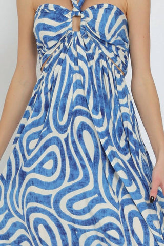 Aakaa - Halter Smocked Back Top Cut Out Waisted Maxi Dress