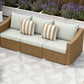Rattan Wicker Seater Patio Couch with Cushions and Throw Pillows