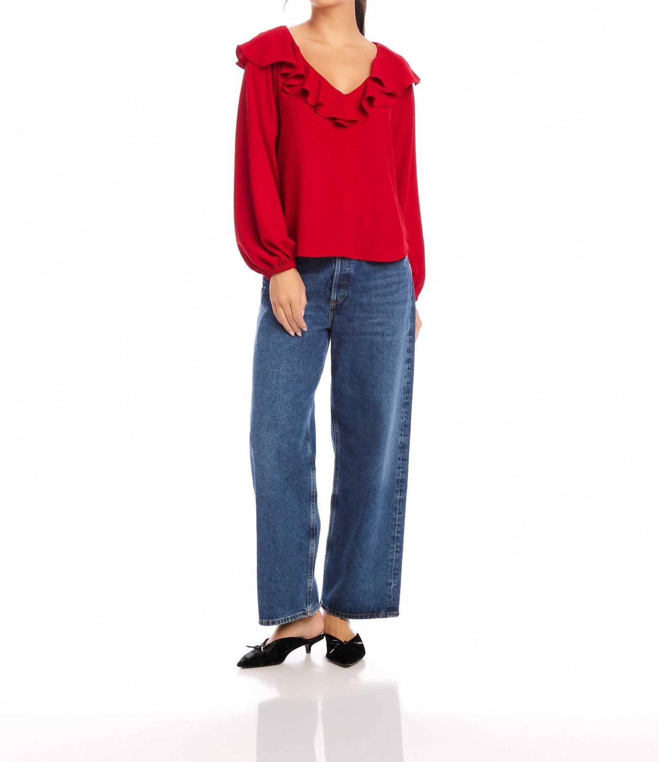 Fifteen Twenty - Rita V-neck Ruffle Blouse