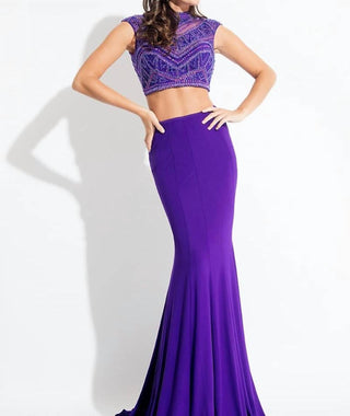 Rachel Allan - Beaded Two-piece Jersey Gown