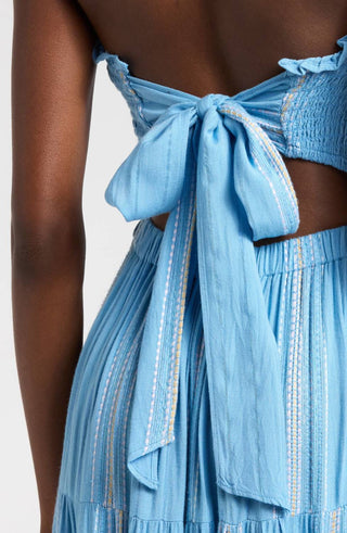 Elan - Embroidered Stripe Tiered Dress