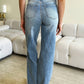 Judy Blue - Women's High Waist Front Yoke Retro Wide Leg Jeans