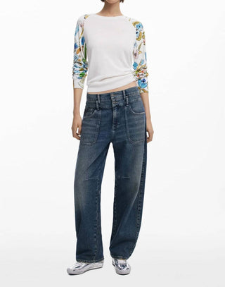 Desigual - FLORAL SLEEVE SWEATER