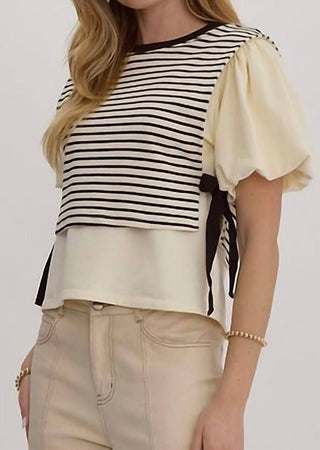 Entro - Side Tie Striped Top