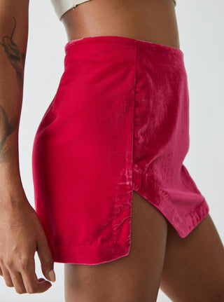 Free People - Velvet Curved Hem Mini Skirt