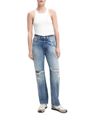 7 For All Mankind - Easy Straight Distressed Denim Jean