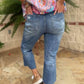 Judy Blue - Women's High Waist Embroidered Pocket Cropped Jeans
