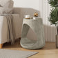 Hollow Side Table Wood-Like Texture Grey