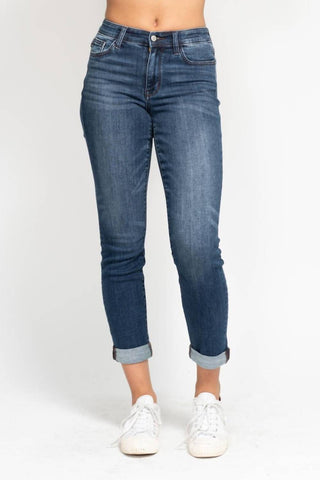 Judy Blue - Mid Rise Cuffed Slim Fit Jean