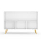 Bookcase With Collapsible Drawers, Book Display Storage Cabinet Organizer - White / Blue