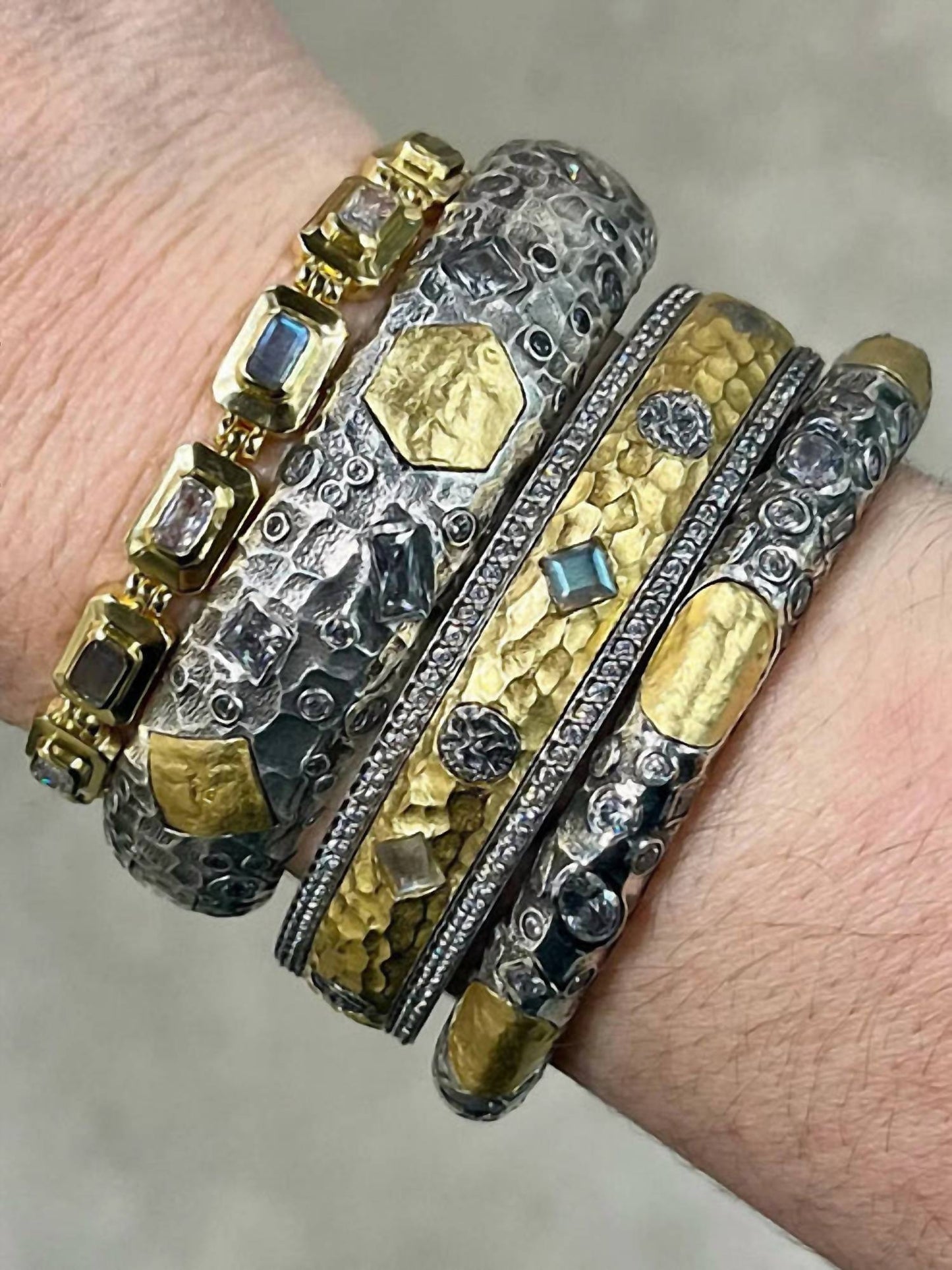 Tat2 Designs - Women's Labradorite Coin Bangle
