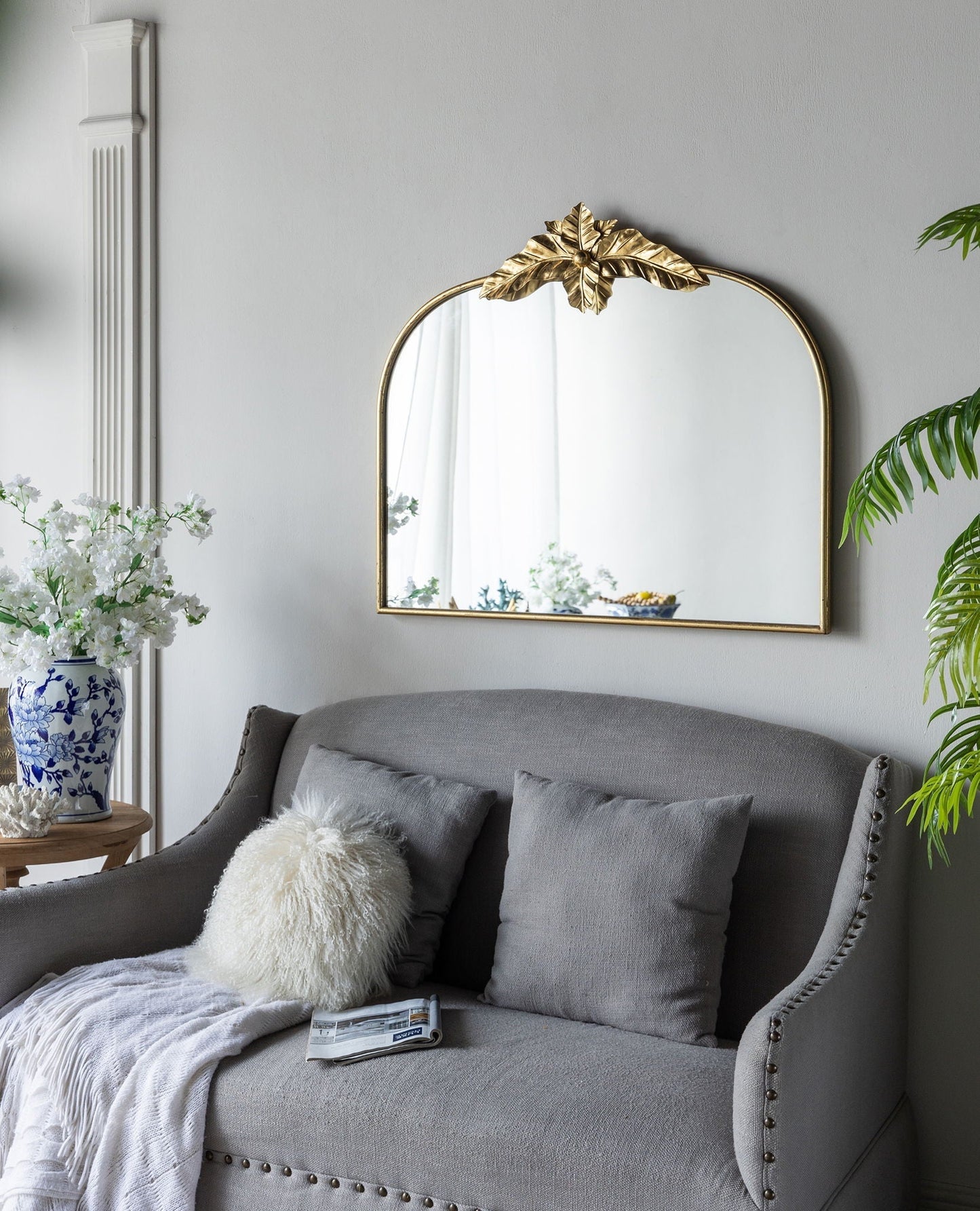 Arched Wall Mirror with Metal Frame