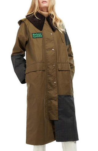 Barbour x Ganni Burghley Organic Cotton Longline Coat  Size 14 US