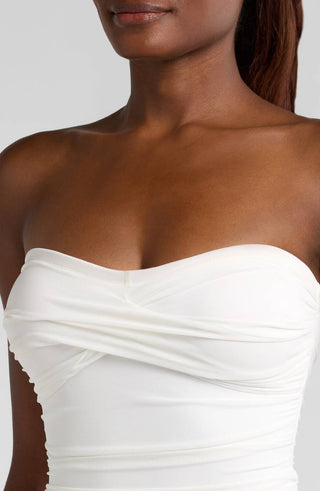 Hutch - Radlee Strapless Mesh Overlay Skirted One Piece Swimsuit