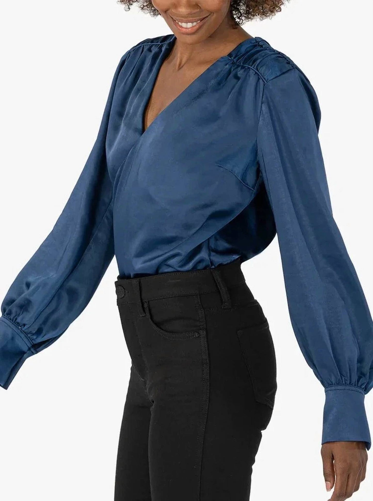 Kut From The Kloth - Long Sleeves Satin Top Blouse