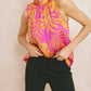 Entro - Tropical Leaf Print Halter Top