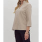 Style Usa - Faux Leather V Neck Top