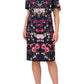 Adrianna Papell - Floral Print Crepe Sheath Midi Dress