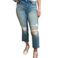 Judy Blue - Tinted Wash & Destroyed Cropped Straight Jeans