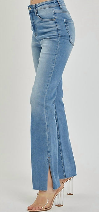 Risen - High Rise Raw Cut Hem Bootcut Jeans