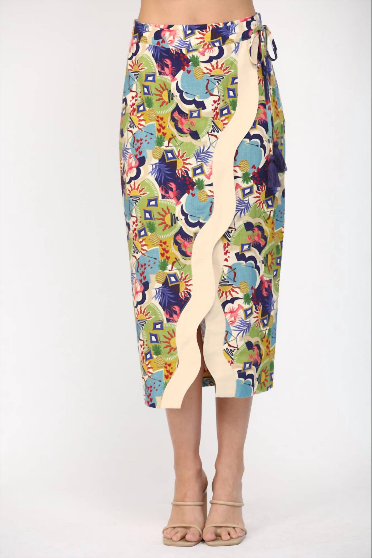 Fate By Lfd - Wave Color Contrast Wrap Midi Skirt