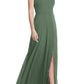 LOVELY Elliott Square Neck Chiffon Gown in Vineyard Green, Size 2